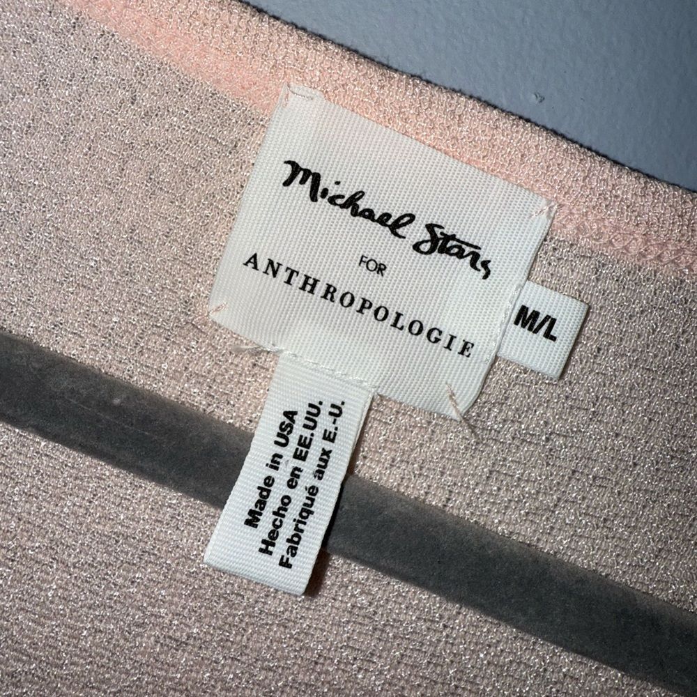 MICHAEL STARS for Anthropologie Tickle Pink Shine VNeck Long Sleeve Tee M/L NWOT - Picture 3 of 6
